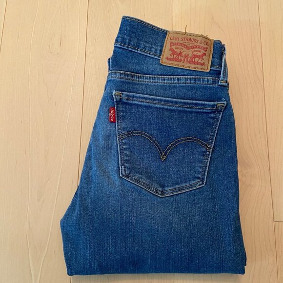 Levis Womens 710 Super Skinny Jeans mid rise Size 25 Blue Denim Stretch - Picture 4 of 13